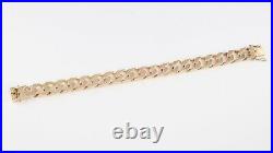 Vintage Solid 9Ct Gold Flat Curb Link Bracelet 48.3grams
