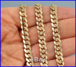 Vintage Solid 9Ct Gold Flat Curb Link Chain Necklace 30 inches, 59g