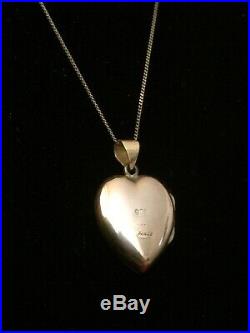 Vintage Solid 9k 9ct Gold Chain Necklace with 9ct Gold Heart Shaped Locket Pendant