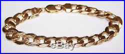 Wonderful Heavy Gents 9ct Gold Solid Curb Link Bracelet 9 inches long