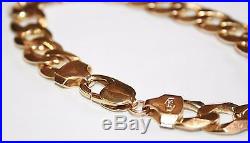 Wonderful Heavy Gents 9ct Gold Solid Curb Link Bracelet 9 inches long
