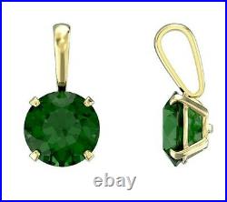 Yellow Gold Emerald Solitaire Pendant Hallmarked British Made All Chain Lengths